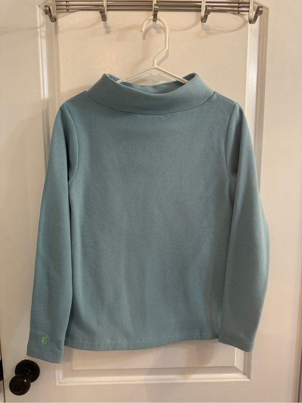 Dudley Stephens Cobble Hill Turtleneck Vello Fleece Fog Teal Small